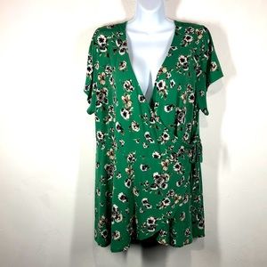 Torrid green floral faux wrap blouse size 3X